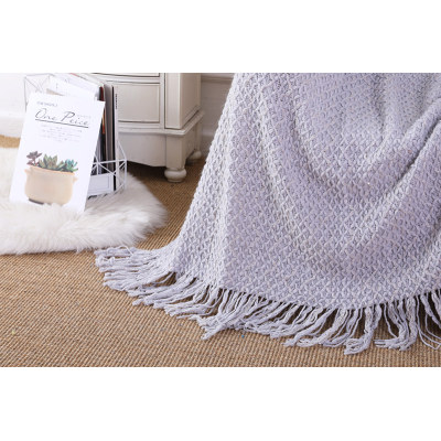 Wholesale Fluffy Knitted Blanket with Tassels Soft Cozy Lightweight-All Seasons