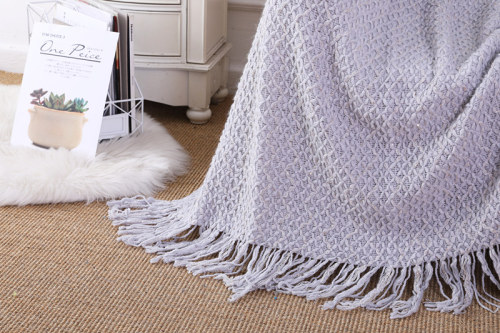 Пушистое вязаное одеяло с кисточками оптом Мягкое уютное легкое - все сезоны