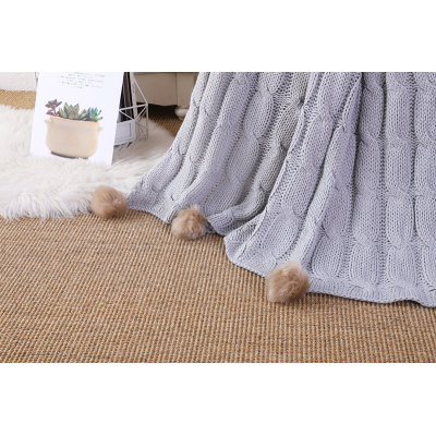 Wholesale Chenille Knitted Throw Blanket with Pom Poms From Chinese Supplier