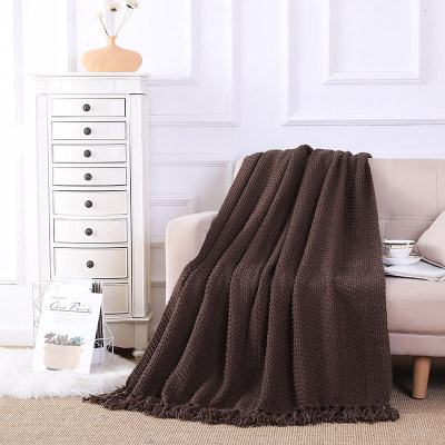 OEM Knitted Blanket With Tassels Wholesale Soft Home Throw Blanket warm high quality knitted blanket
