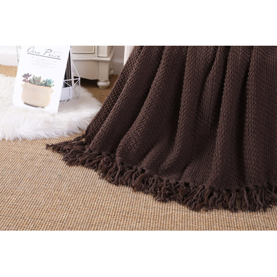 OEM Knitted Blanket With Tassels Wholesale Soft Home Throw Blanket warm high quality knitted blanket