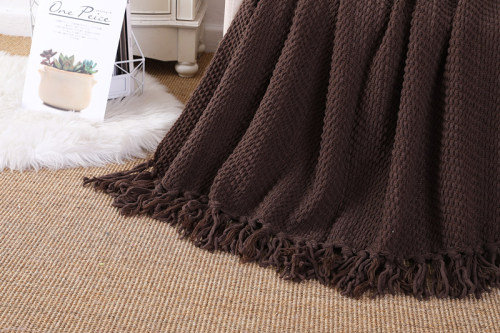 OEM Knitted Blanket With Tassels Wholesale Soft Home Throw Blanket warm high quality knitted blanket