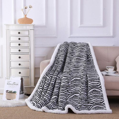 Großhandel Premium Zebrastreifen Sherpa Fleece Chunky Knit Blanket