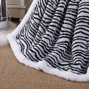 Großhandel Premium Zebrastreifen Sherpa Fleece Chunky Knit Blanket