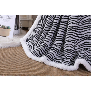 Wholesale Premium zebra-stripe Sherpa Fleece Chunky Knitted Blanket warm knit double layer blanket