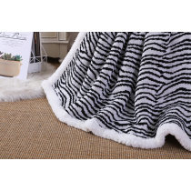 Wholesale Premium zebra-stripe Sherpa Fleece Chunky Knitted Blanket warm knit double layer blanket