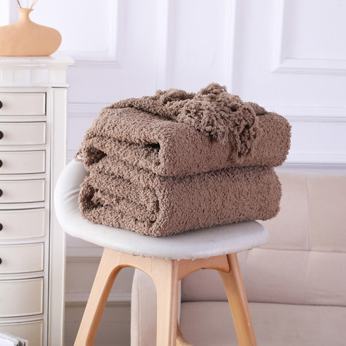 ODM Knitted Throw Blanket Großhandel Taupe Soft Knit Mit Quasten Style