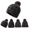 OEM dames tricoté motif léopard chapeaux anti-boulochage en gros