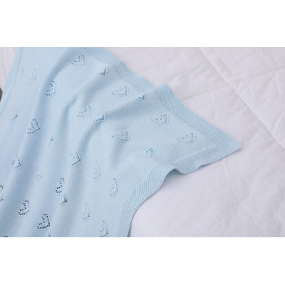 Wholesale Heart Pattern Organic Pointelle Jacquard Knitted Baby Blanket