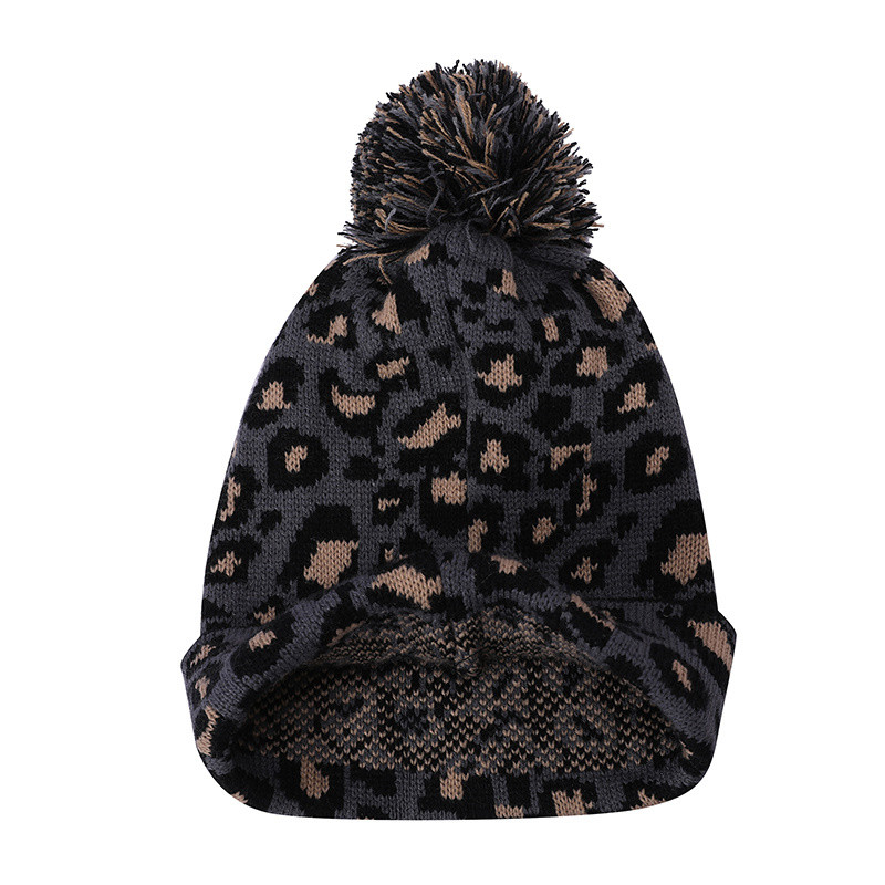 knitted leopard beanie