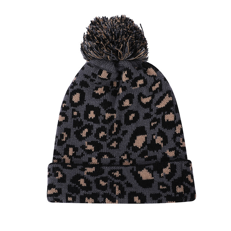 knitted leopard beanie