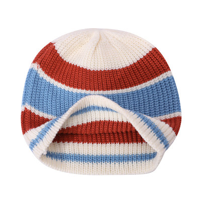 Custom lady knitted stripe beanie wholesale anti-pilling knitting beanie hat cap knit beanie supply