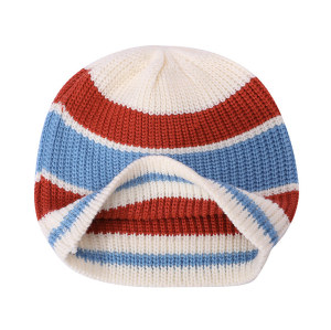 Custom ladies knitted stripe wholesale anti-pilling hats