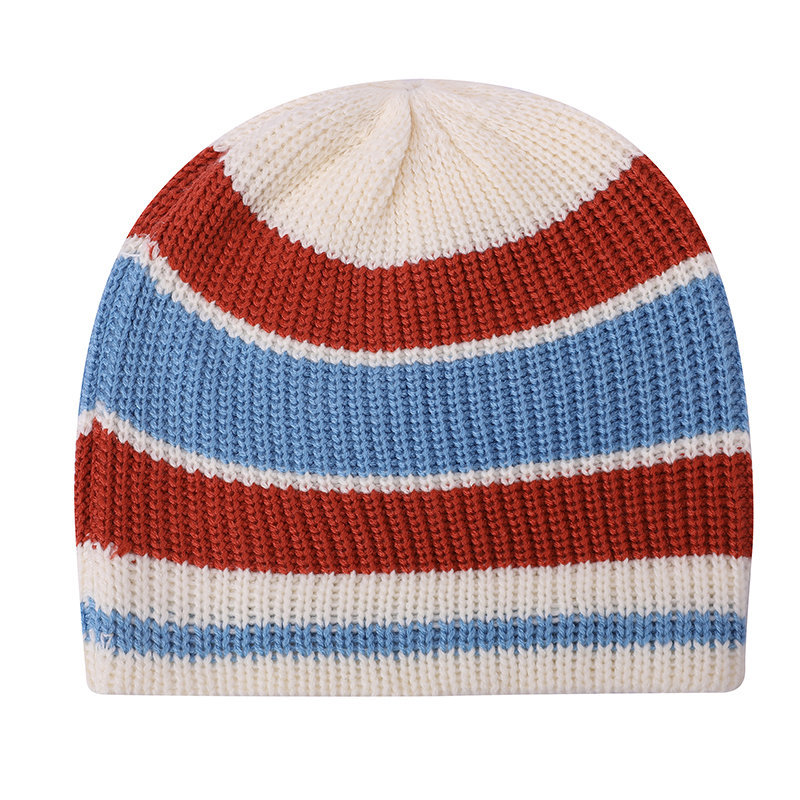 Custom lady knitted stripe beanie wholesale
