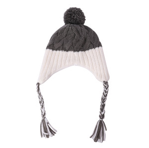 Custom ladies knitted  Earflap Beanie wholesale Anti-pilling Hat Knitted Pom