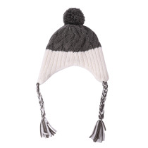 Custom ladies knitted Earflap Beanie wholesale Anti-pilling Hat Knitted beanie with Pom