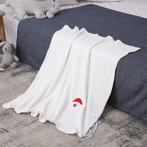Супер мягкое трикотажное детское одеяло для вторичной переработки, вышитое с рисунком Санты.