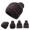 Custom knitted cable beanie wholesale anti-pilling kniting beanie knit hat with pom poms for lady