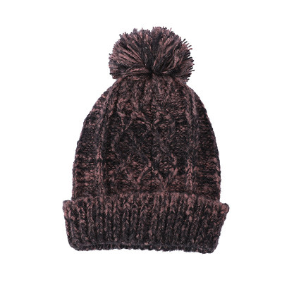 Custom knitted cable beanie wholesale anti-pilling kniting beanie knit hat with pom poms for lady