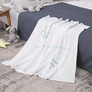 Одеяла для малышей Органические вязаные детские одеяла с милым рисунком для мальчиков и девочек
