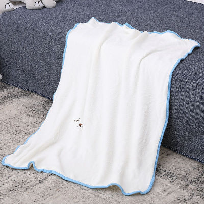 All-Season Knitted Blanket Wholesale White Flannel Fleece Recyclable Knitted Throw Blanket for Kids