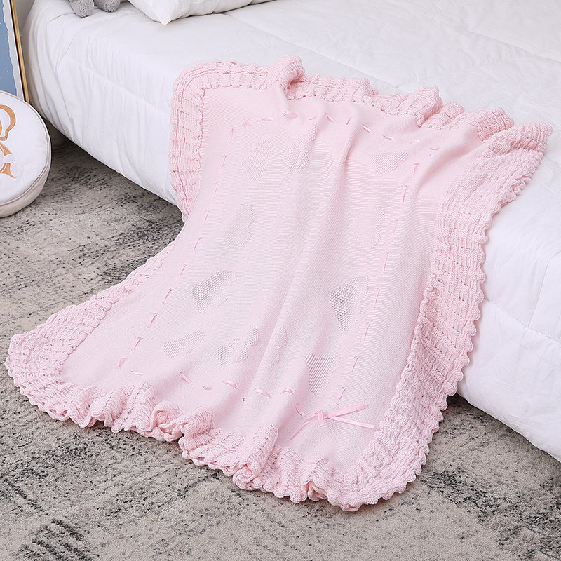 Pink Baby Organic Blanket Shawl Knitted Baby Blanket Wholesale With