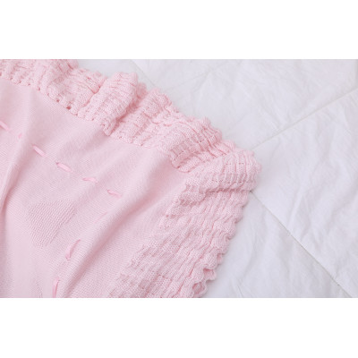 Pink Baby Organic Blanket Shawl Knitted Baby Blanket Wholesale With Lace