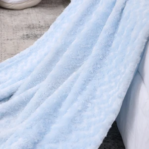 Manta de bebé de punto suave de chenilla azul al por mayor del proveedor chino