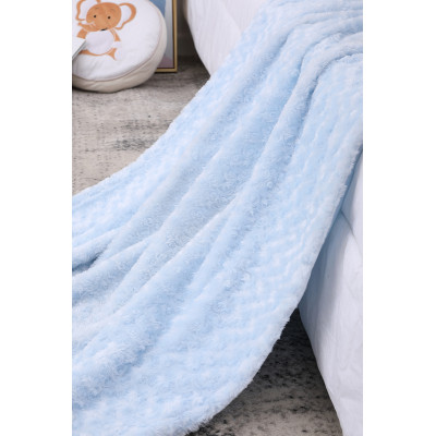 Blue Chenille Antibacterial Knitted Baby Blanket Wholesale From Chinese Supplier