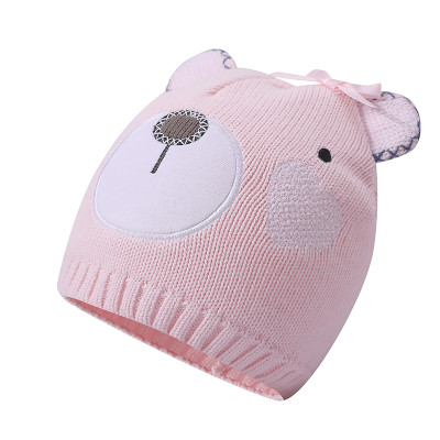 Wholesale Girls Knitted Hats Infant Newborn Toddler Cute Earflap Beanie Hat baby knitted beanie