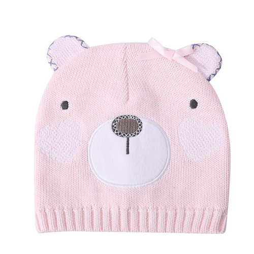 Оптовые вязаные шапки для девочек для новорожденных, милая шапка-бини с ушками