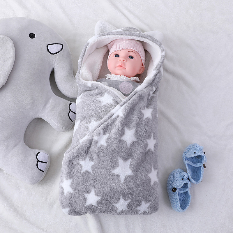 Wholesale Knitted Baby Sleeping Bag Knitting warm blanket DoubleLayered Fleece with Star