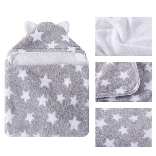 Вязаные детские одеяла, пригодные для вторичной переработки, двухслойное флисовое одеяло с принтом звезд, оптовая продажа