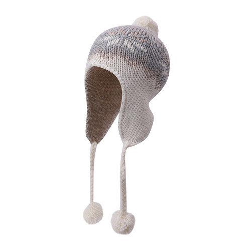 OEM dames tricoté bonnet en gros anti-boulochage chapeau hiver oreille rabat pom pom cap