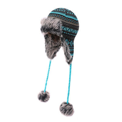 OEM dames tricoté Earflap gros chapeau fausse fourrure tricot chapeau chaud neige ski trappeur chapeau anti-boulochage