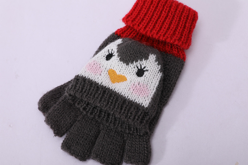 Wholesale Knitted Baby Hat Gloves and Scarf Set With Cute Penguin pattern knit baby hat gloves scarf