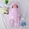Großhandel niedlichen Neugeborenen gestrickt Anti-Pilling Baby Schlafsack Plüsch Wickel mit bedrucktem Herzen