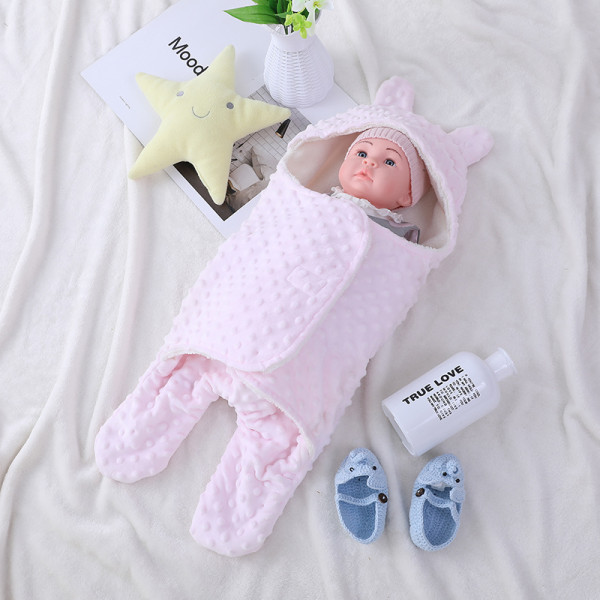 Custom Cute Newborn Knitted Recyclable Baby Sleeping Bag Wholesale Sweet Swaddle With  Fleece Sherpa