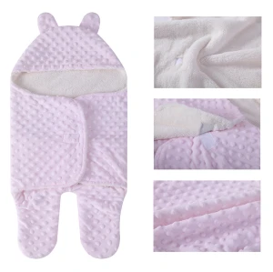 OEM mignon nouveau-né tricoté sac de couchage bébé recyclable en gros Swaddle doux avec polaire Sherpa