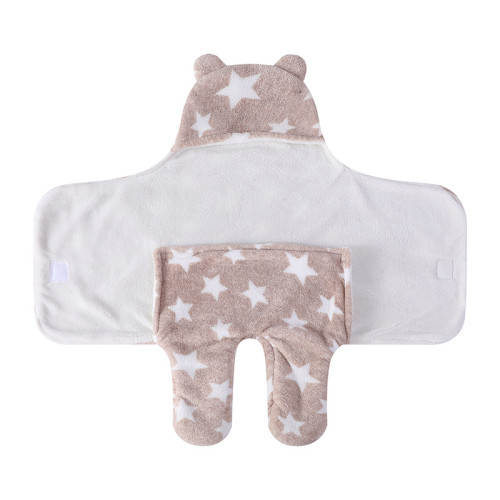 Оптовый милый новорожденный, пригодный для повторного использования, вязаный детский спальный мешок, пеленание, обертка с печатным рисунком звезды