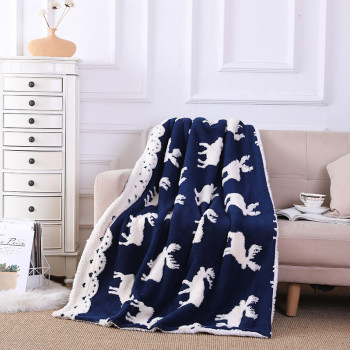 ODM Moose Pattern Sherpa Wholesale Throw Blanket Reversible Warm Cozy Knitted Blanket throw