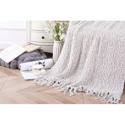 Fluffy Chenille Knitted throw blanket Wholesale knitting Throw Blanket with Decorative Tassels