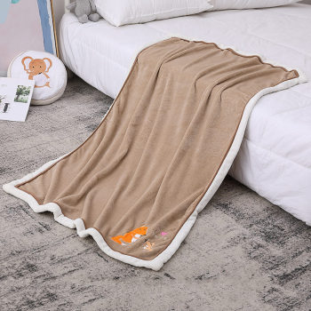 Wholesale Sherpa Baby Blanket Fluffy Brown Neutral Squirrel Pattern Recyclable Blanket from China