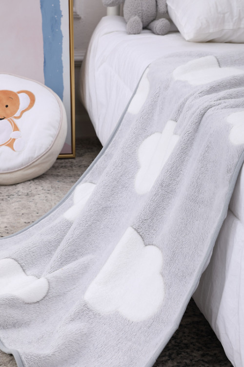Серые облака Soft Fannel Вязаное детское одеяло оптом из перерабатываемой ткани для максимального комфорта