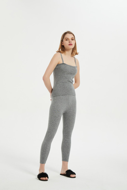 Pijama sin mangas de punto de algodón para mujer