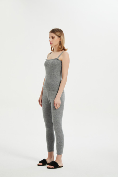 Pijama sin mangas de punto de algodón para mujer