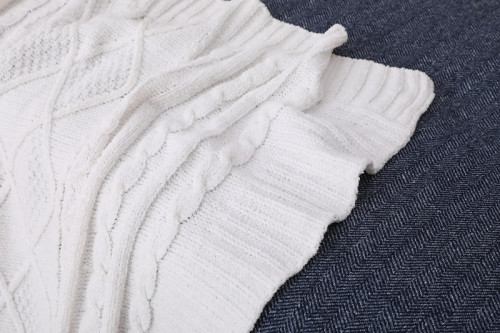 Großhandel Premium 100% Bio-Baumwolle gestrickt Babydecke, weiße Textur gestrickt