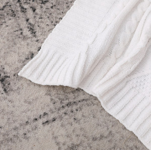 Couverture de bébé tricotée en gros de coton organique de la meilleure qualité 100%, tricot blanc de texture