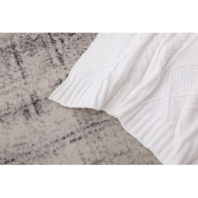Wholesale Premium 100% Organic Cotton Knitted Baby Blanket White Texture Knitted Blanket from China