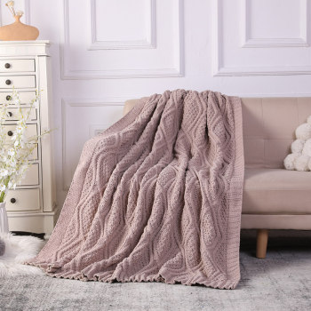 Wholesale Super Cozy 100% Ployester Recyclable Knit Blanket knitted throw blanket from China